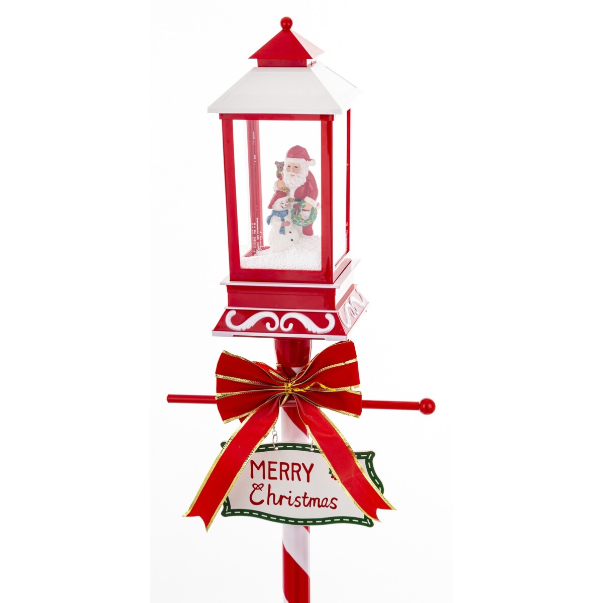 Latarnia świąteczna LED 150x37x27 cm MAYAK biało-czerwona z pozytywką