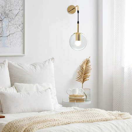 Lampa Ścienna Kinkiet Szklany Gold Glamour Gold
