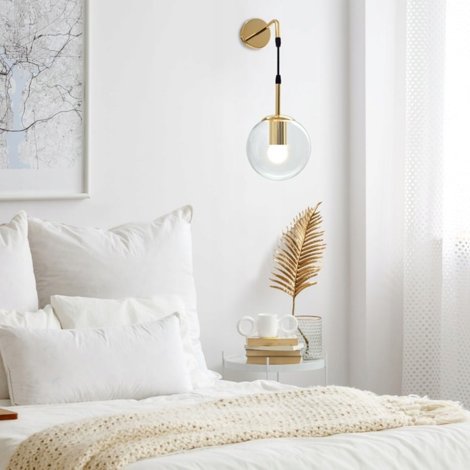 Lampa Ścienna Kinkiet Szklany Gold Glamour Gold