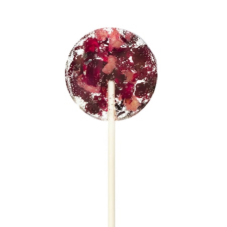 Herbaciany Lizak Malina - pyszny cukrowy lizak do rozpuszczenia w gorącej wodzie z dodatkiem suszonych owoców maliny na prezent, upominek - herbata, napar