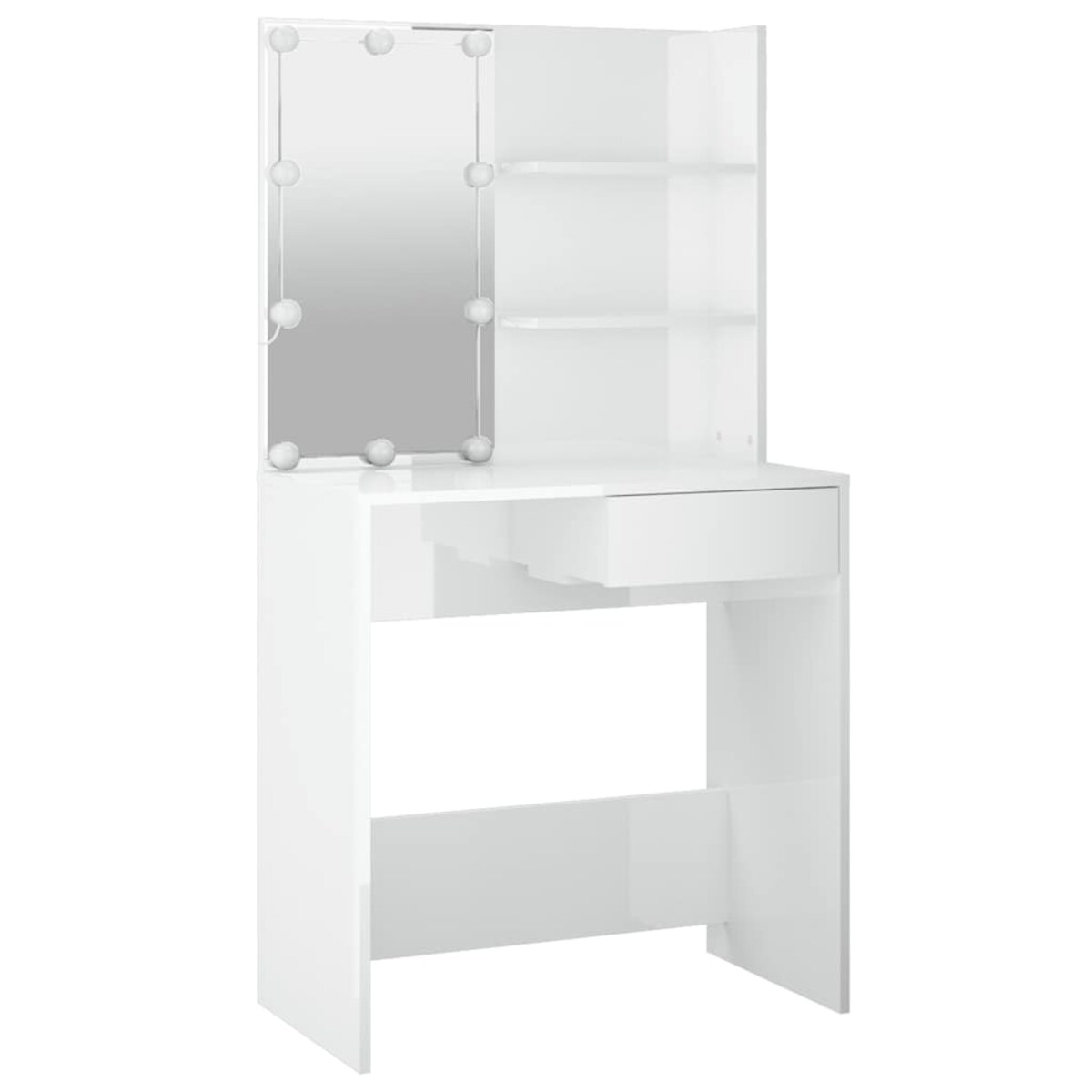 vidaXL Toaletka z oświetleniem LED, biała, połysk, 74,5x40x141 cm