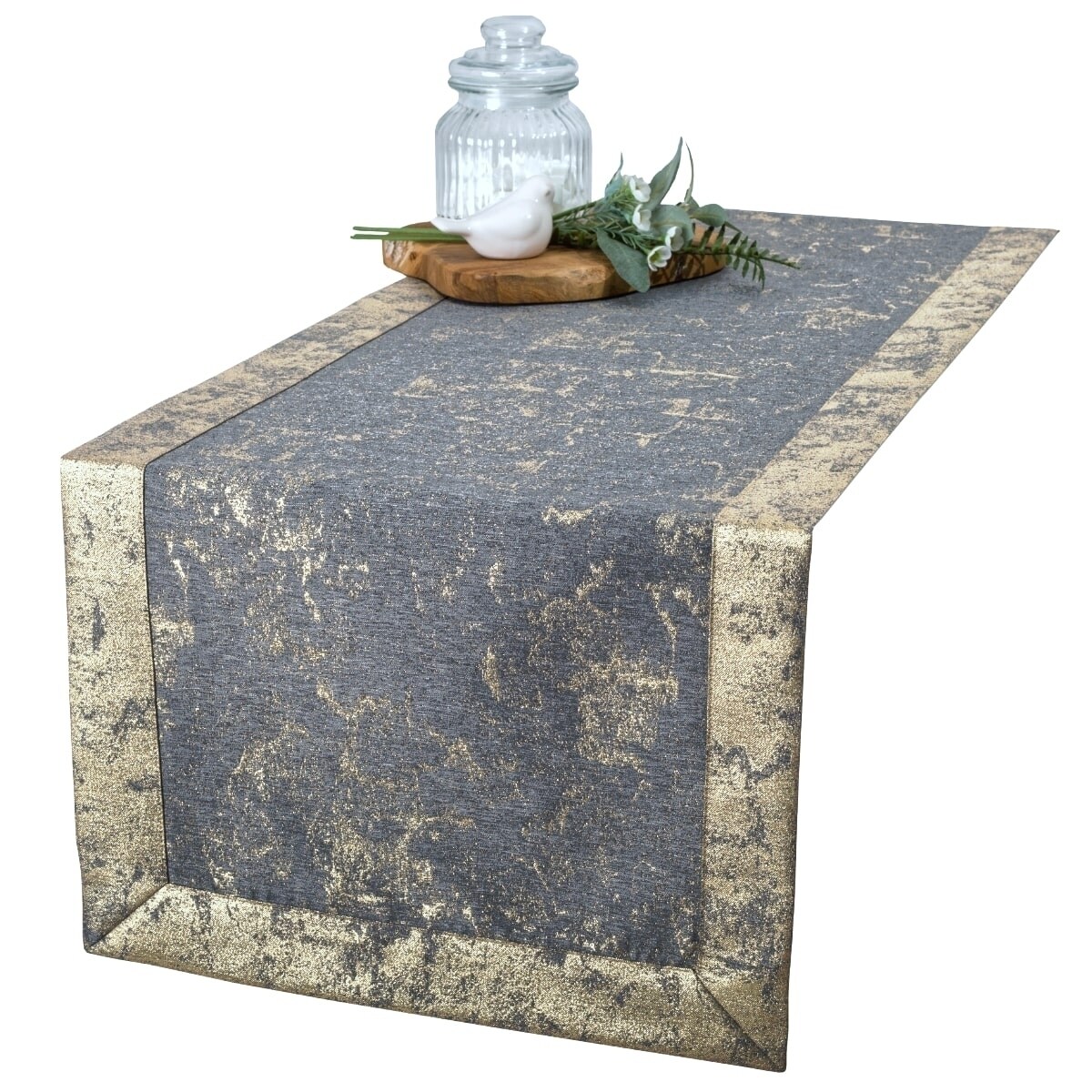 Bieżnik LX 6112-2502 - 40x240 cm - szary złoty - 40cm x 240cm