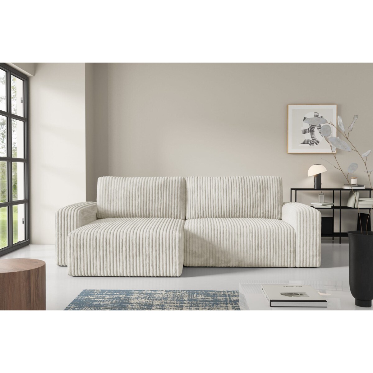 Narożnik FANO z funkcją spania sztruks Kolor: TILIA 1