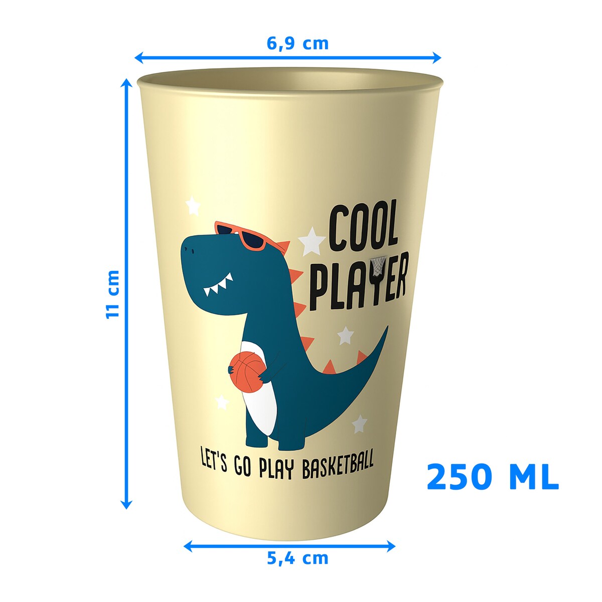 Kubek Dla Dziecka Dziecięcy 250 Ml Plastikowy Dino Beżowy