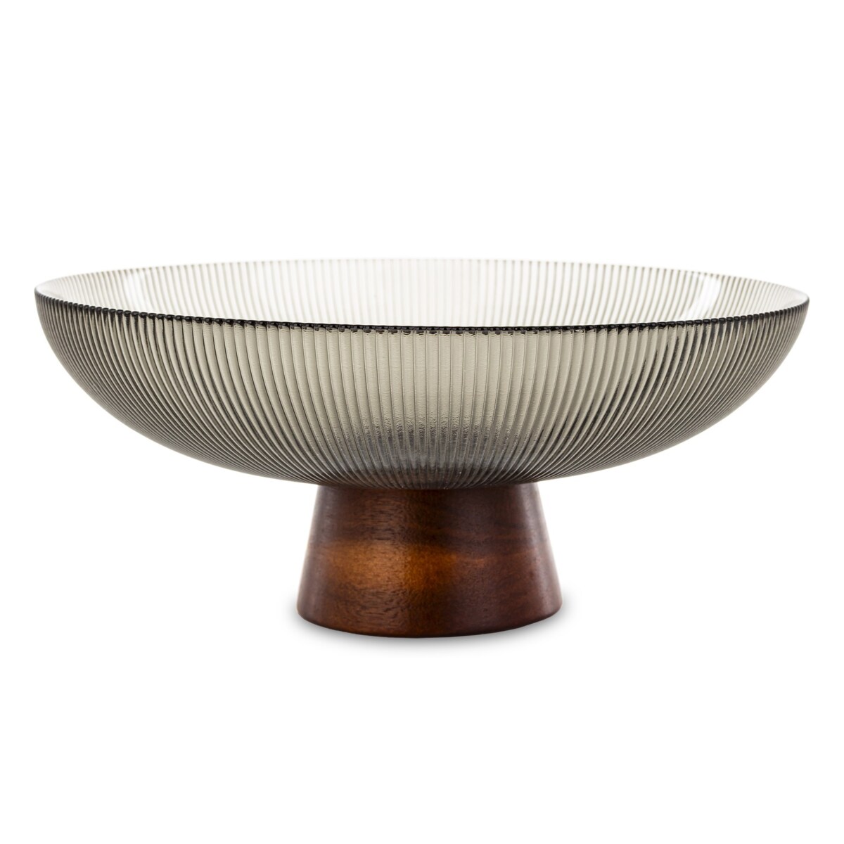 Patera szklana na podstawce 11x25,5x25,5 cm LAKSA szara