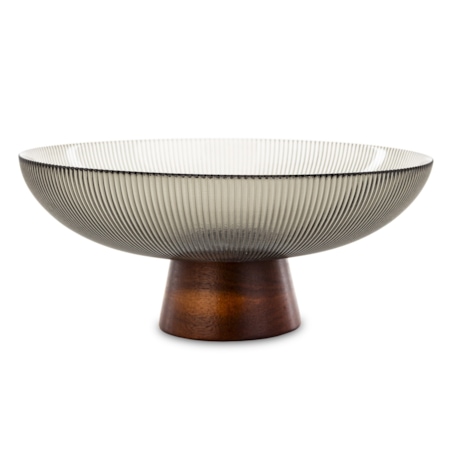 Patera szklana na podstawce 11x25,5x25,5 cm LAKSA szara