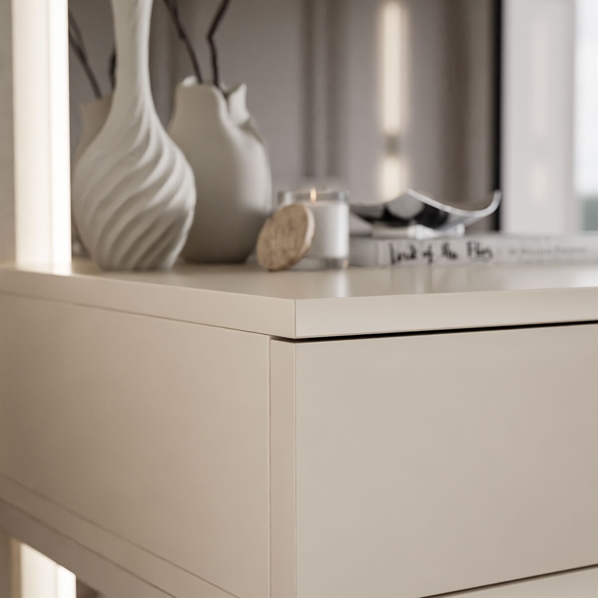 Konsola BLANCO GLAMOUR kaszmir na stelażu kaszmir, push-to-open