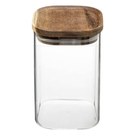 Pojemnik szklany z pokrywką z drewna akacjowego, 1L