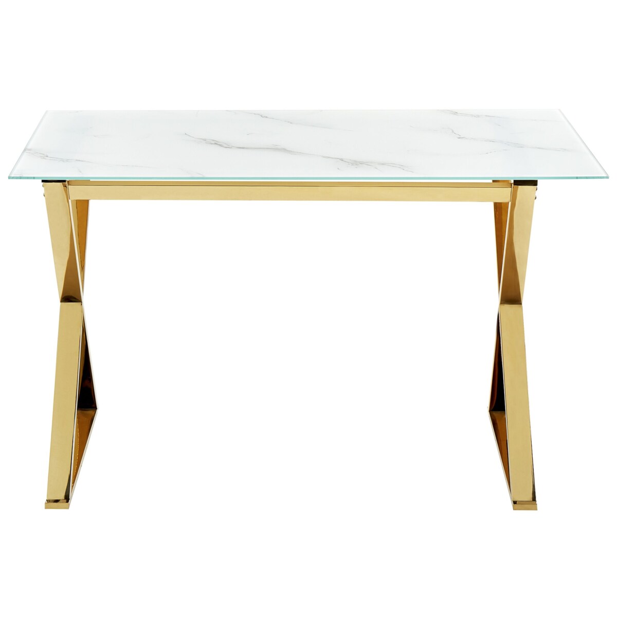 Stół do jadalni szklany 120 x 70 cm efekt marmuru ze złotym ATTICA
