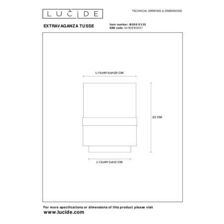 Lampka stołowa Tusse 10508/01/35 Lucide LED 5W tuba niebieska mosiądz