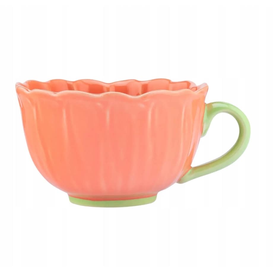 2x Filiżanka kubek do kawy i herbaty ceramiczna Kwiat koralowy 350 ml