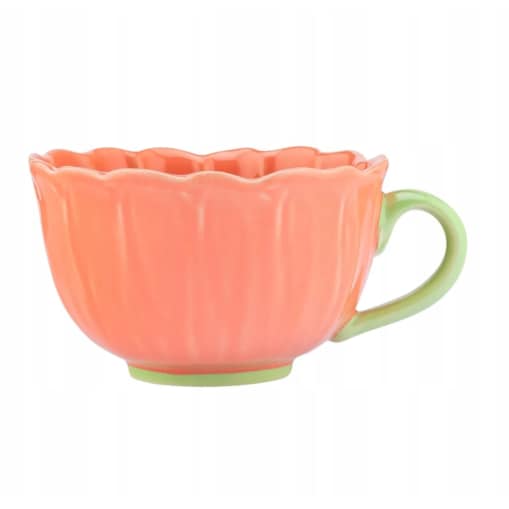 2x Filiżanka kubek do kawy i herbaty ceramiczna Kwiat koralowy 350 ml