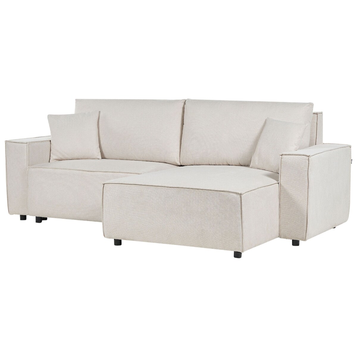 Sofa rozkładana KARILA Jasnobeżowy ze schowkiem dla 3 osób Lewostronny