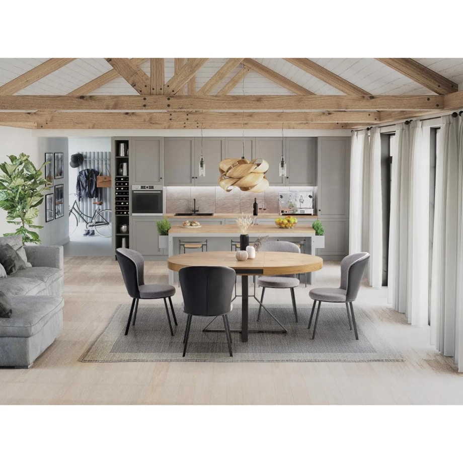 Stół rozkładany MERCY 120(160)x120 dąb/czarny