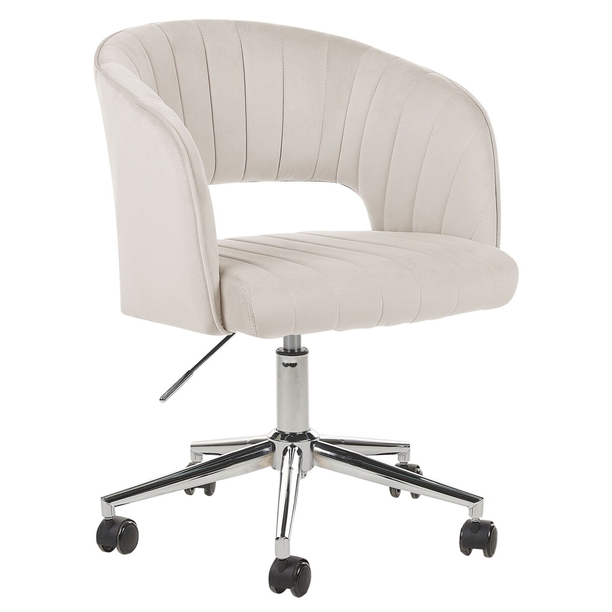 Krzesło biurowe regulowane welurowe beżowe KATONAH