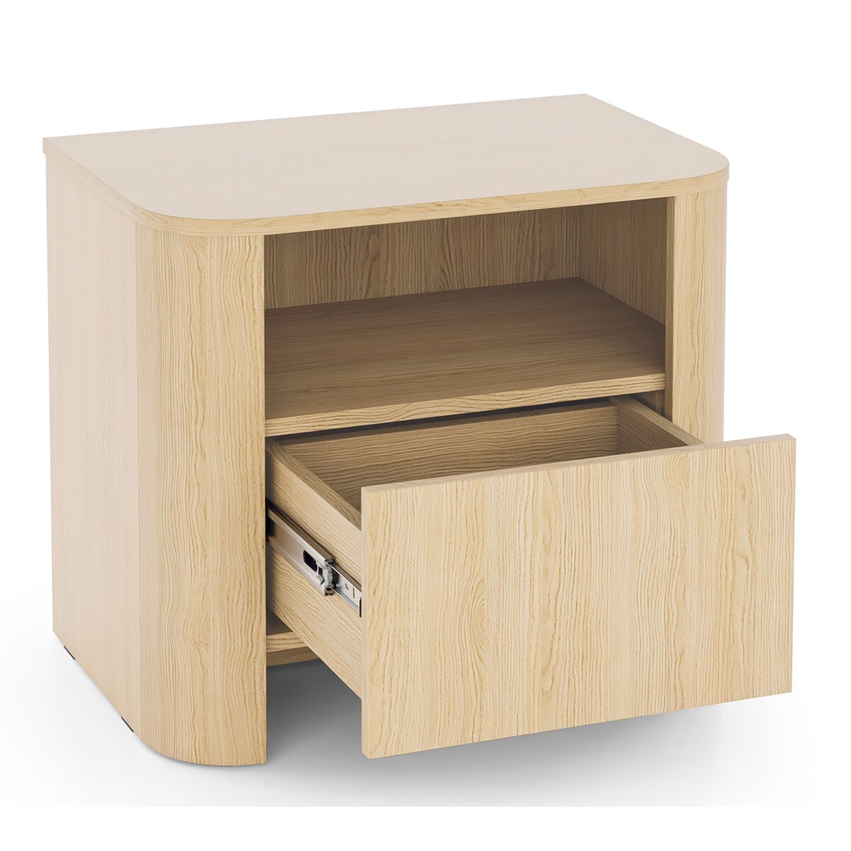 Szafka nocna BALI o zaokrąglonych kształtach w nowoczesnym stylu, Dąb Vinc