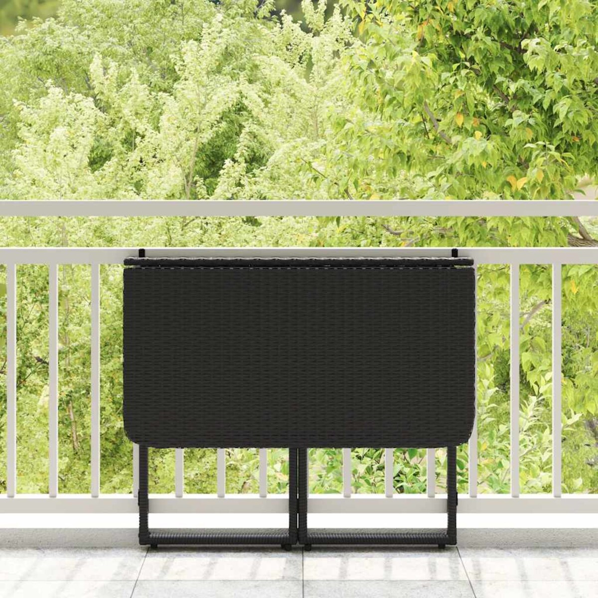 vidaXL Składany stół ogrodowy czarny 90x51x75 cm polirattan