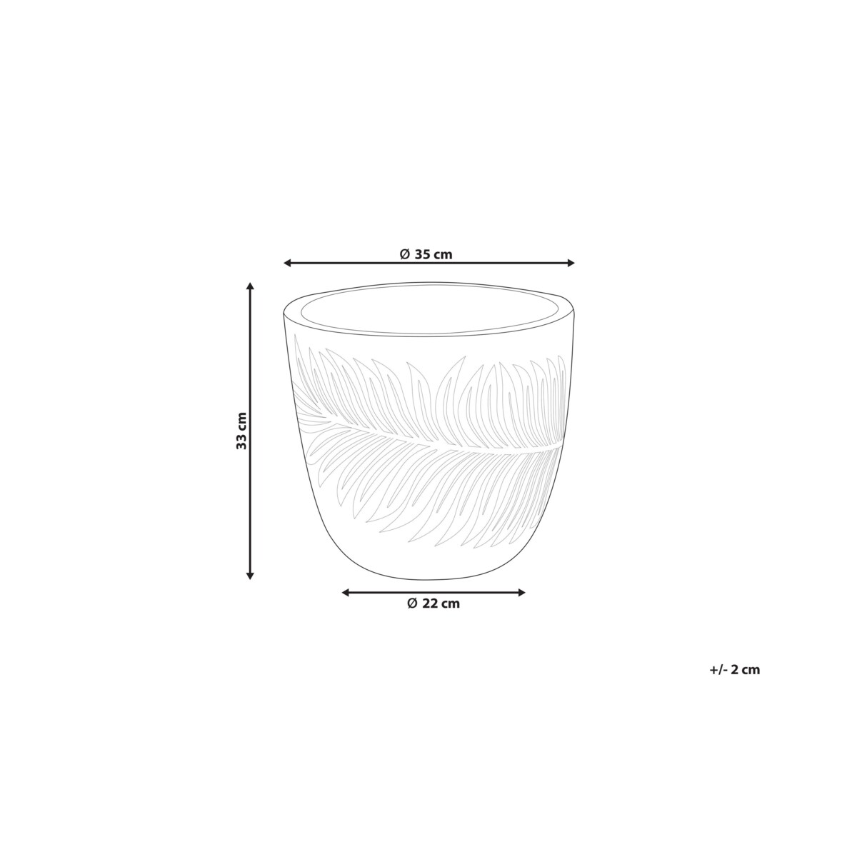 Doniczka okrągła 35 x 35 x 33 cm złamana biel FTERO