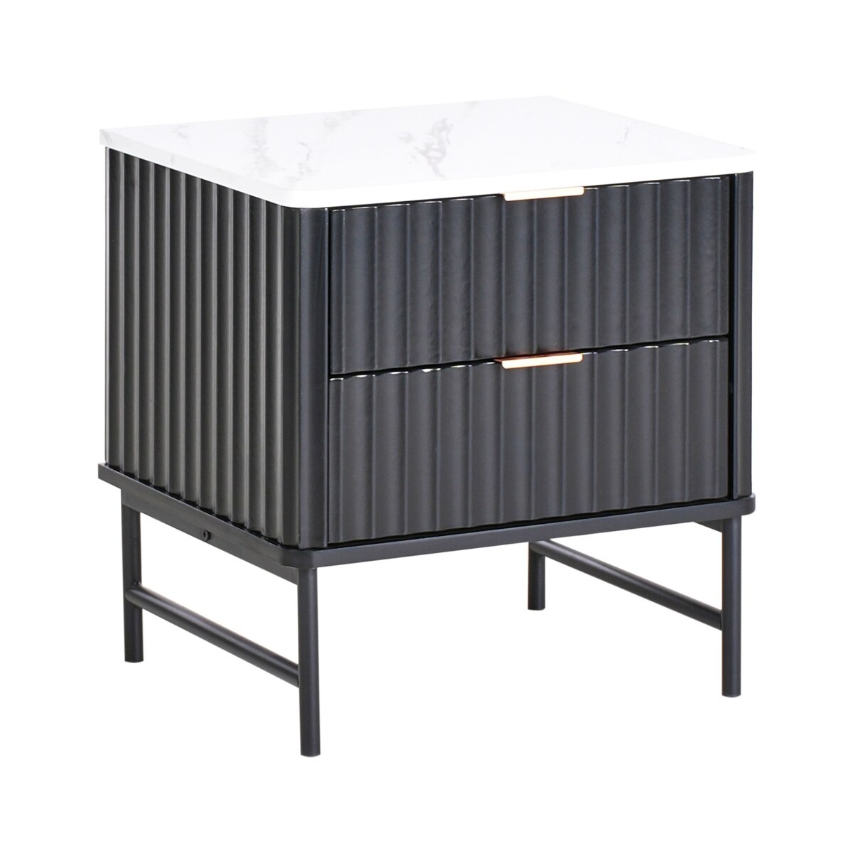 Szafka nocna 2 szuflady GLASTONBURY Biały marmur