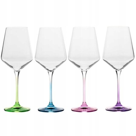 Kolorowe Kieliszki do Wina Avant-Garde Deco Krosno 4 szt 450 ml Uniwersalne