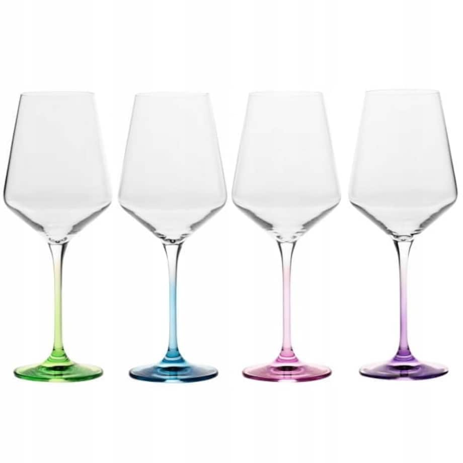 Kolorowe Kieliszki do Wina Avant-Garde Deco Krosno 4 szt 450 ml Uniwersalne