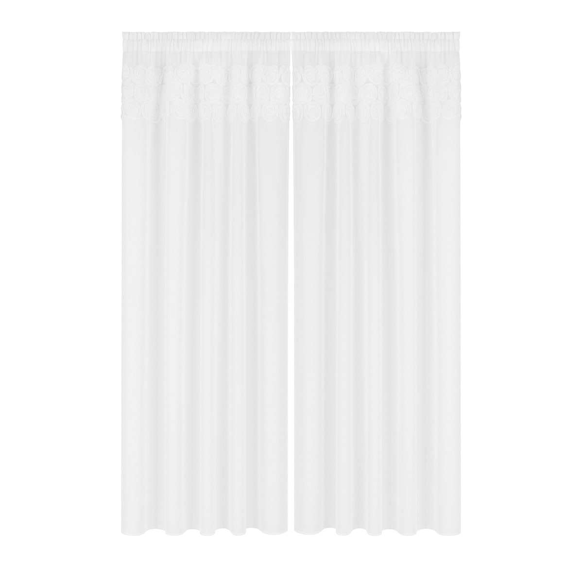 firana "rosalia" top róże 3d wyszywane biały | 400x160 taśma