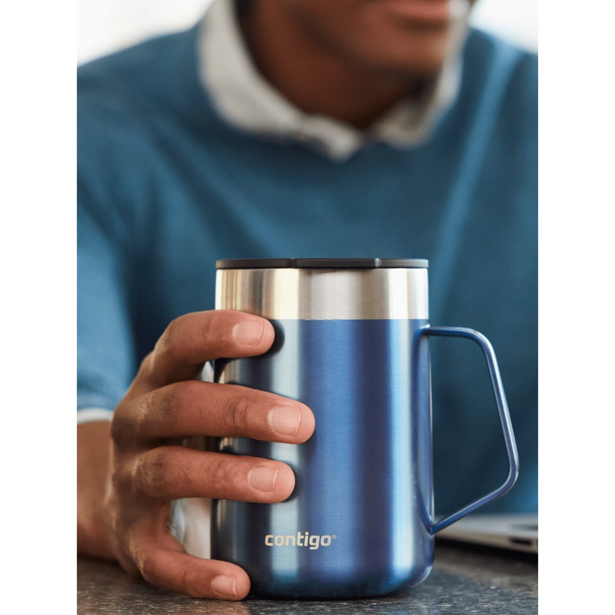 Kubek termiczny z uchem Contigo Streeterville 420 ml - Niebieski