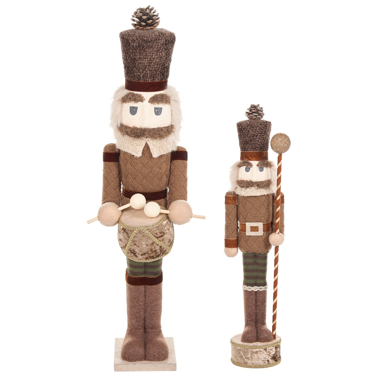 Zestaw 2 figurek dekoracyjnych KOLARI 68/91 cm Dziadek do orzechów Brązowy
