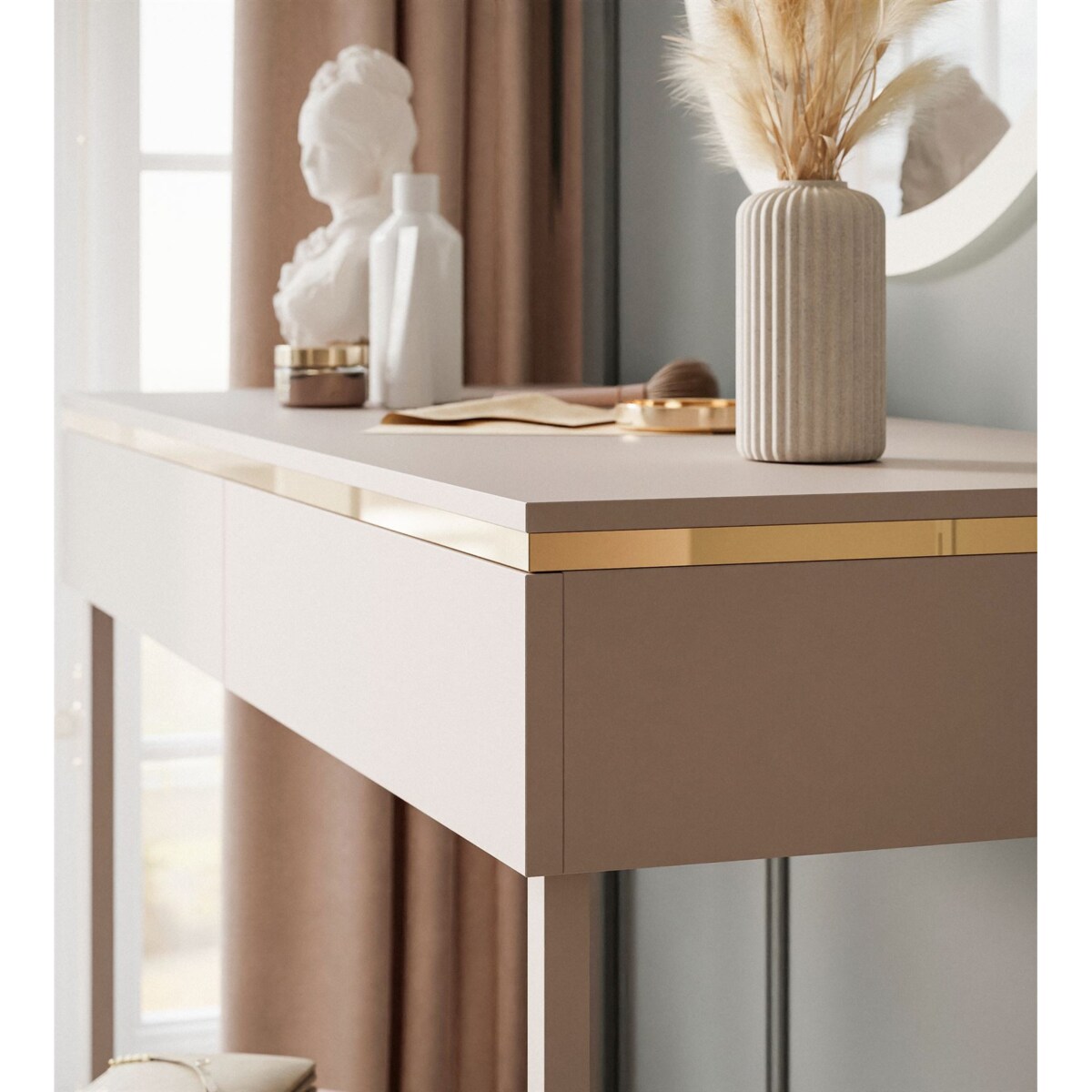 Toaletka AURORA na stelażu kaszmir z lustrem