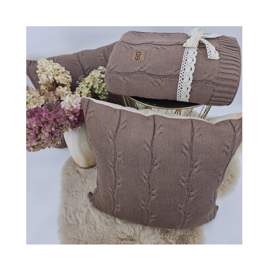 Poszewka dzianinowa na poduszkę Bawełna+Kaszmir 45x45 cm ROMA CHOCOLATE