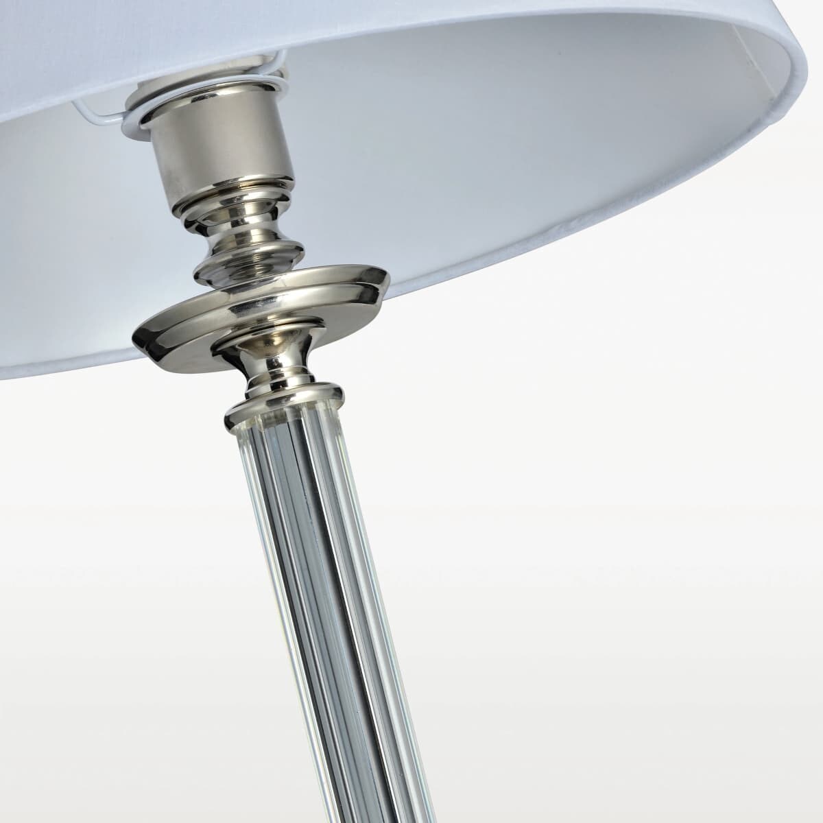 Stojąca lampa klasyczna Siena f01322ni-wh Cosmolight metal tkanina nikiel
