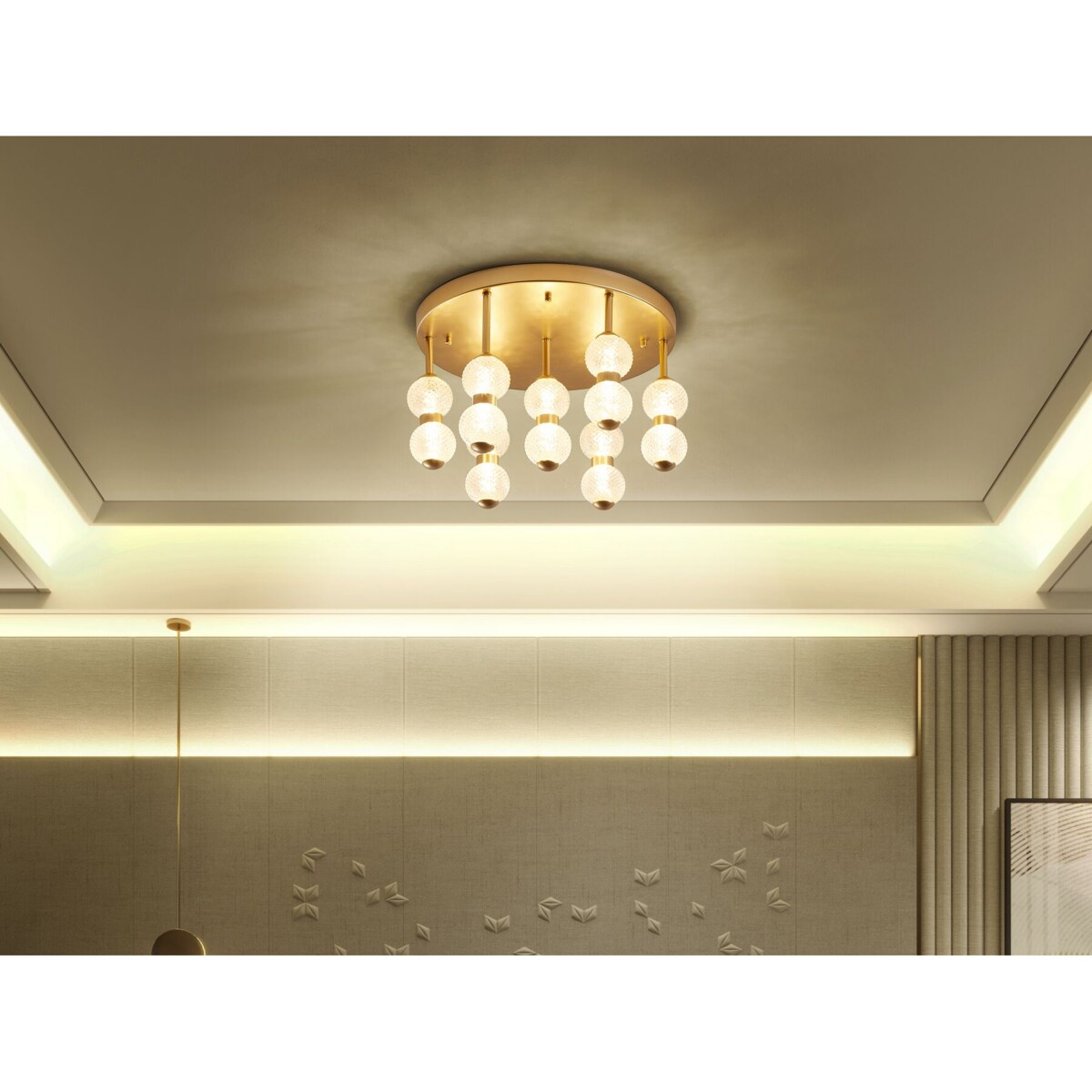 Lampa sufitowa LED metalowa złota YOWAKA