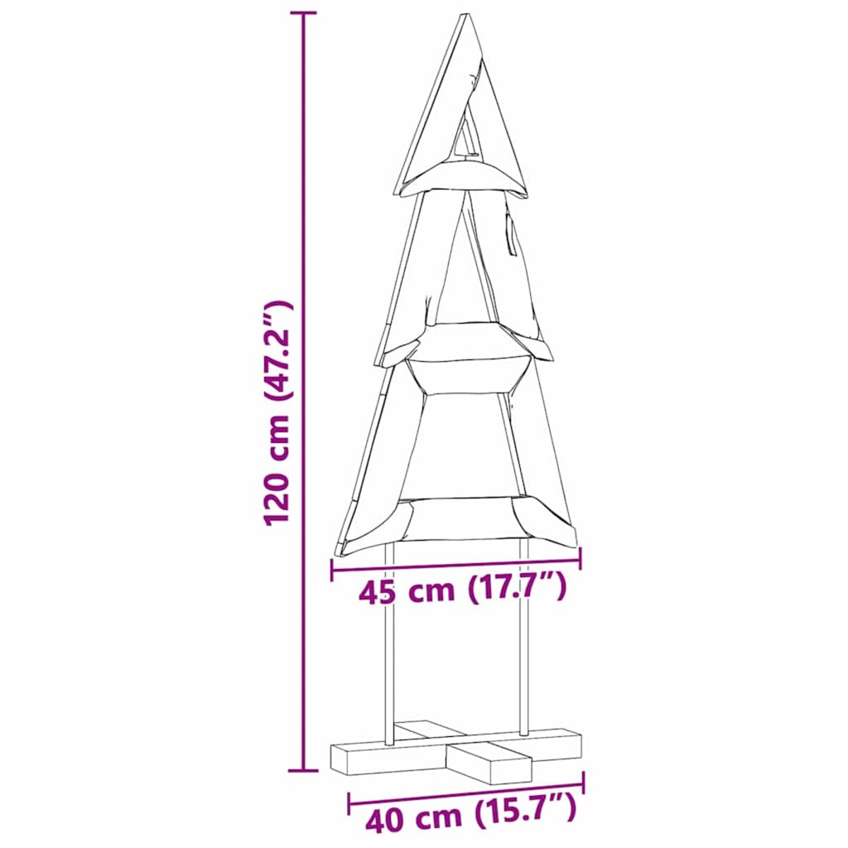 vidaXL Choinka z podstawą Brązowy 120 cm Lite drewno tekowe