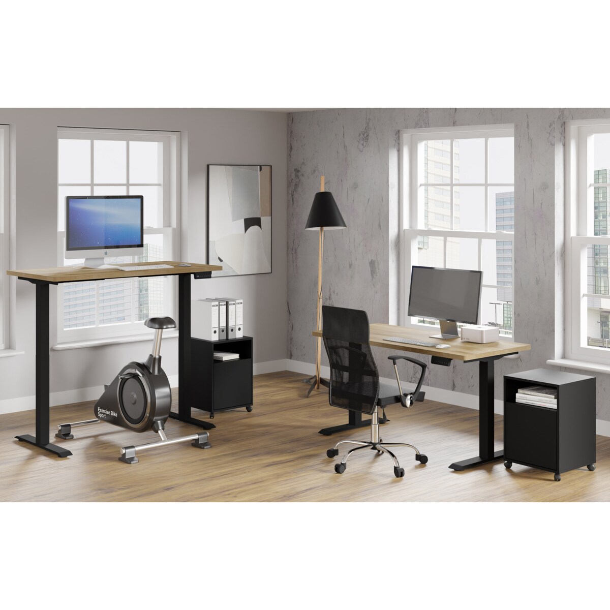 Biurko elektryczne z regulacją BIMotion 2S 140x70 czarny/dąb