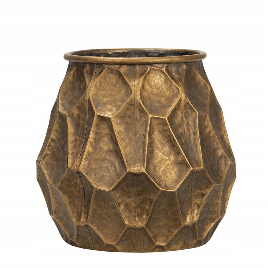 OSŁONKA NA DONICZKĘ INCA metalowa złota śr. 20cm