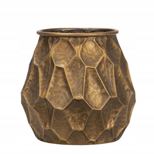 OSŁONKA NA DONICZKĘ INCA metalowa złota śr. 20cm