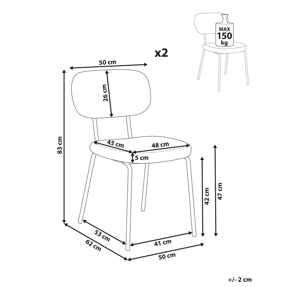 Zestaw 2 krzeseł ADAIR Boucle Beżowy