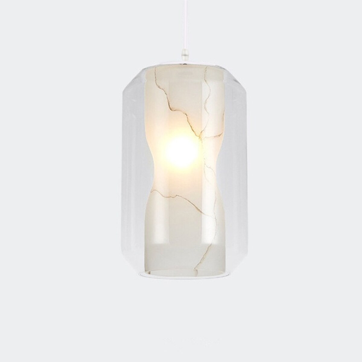 Lampa Sufitowa Wisząca Tuba Szklana Marble Biała