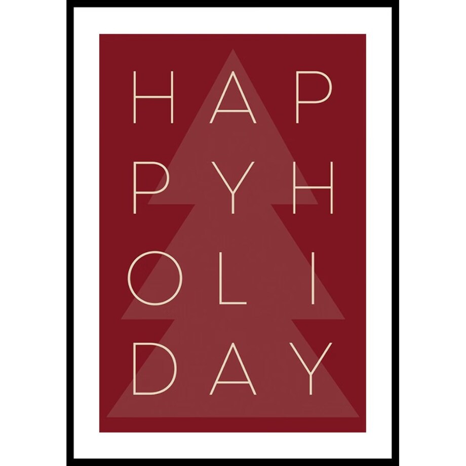 Poster Story, Plakat, Obraz - Happy Holiday na Czerwonym Tle, wymiary 60 x 84 cm