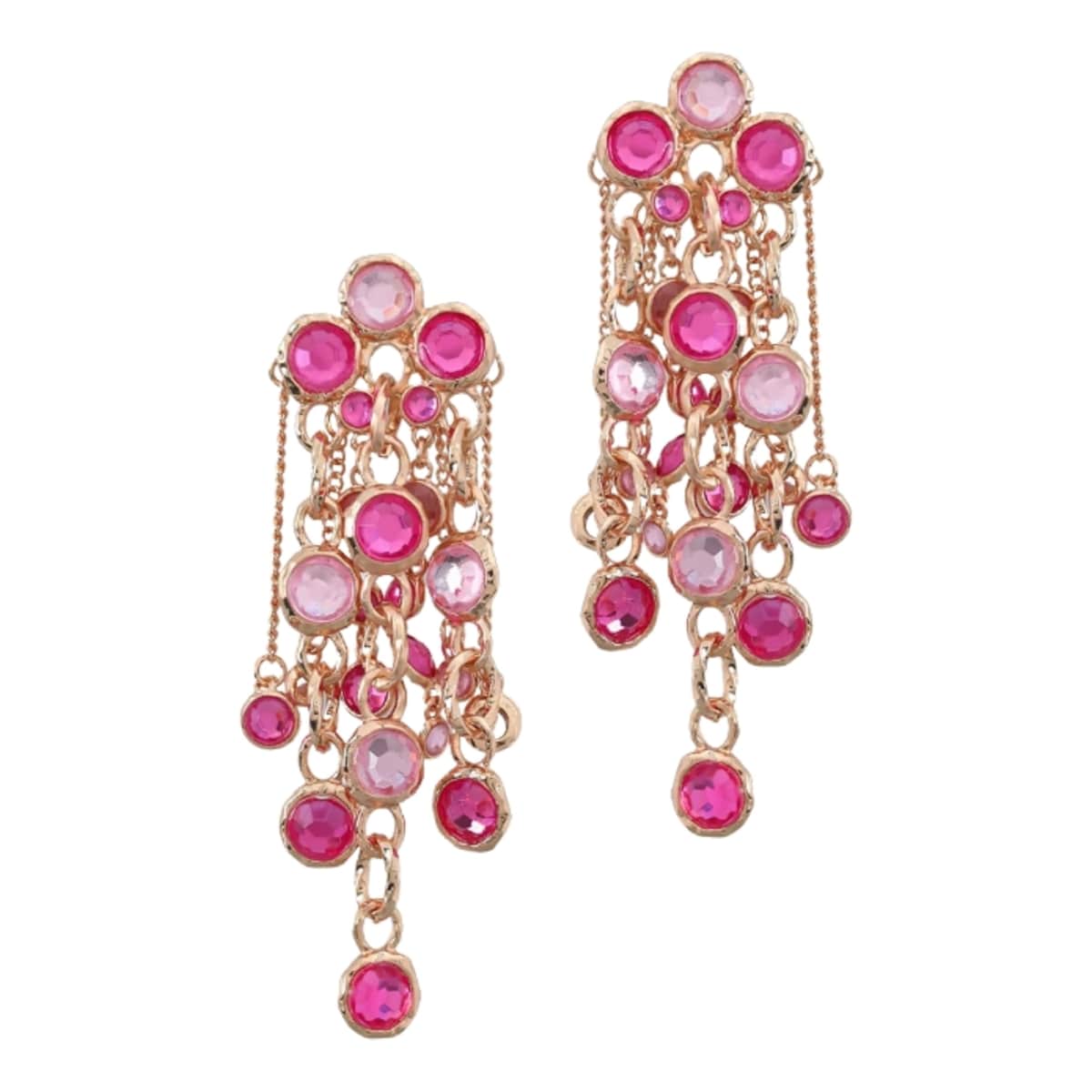 Złote jasno różowe kółka cyrkonie ELEGANCKIE kolczyki na sztyft pastele