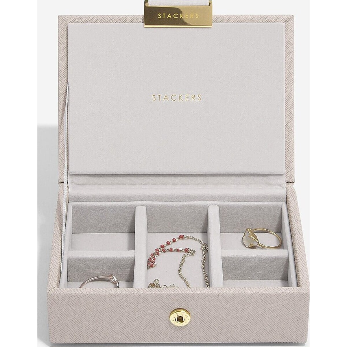 Szkatułka na biżuterię Stackers podwójna micro jasnobeżowa
