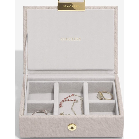 Szkatułka na biżuterię Stackers podwójna micro jasnobeżowa