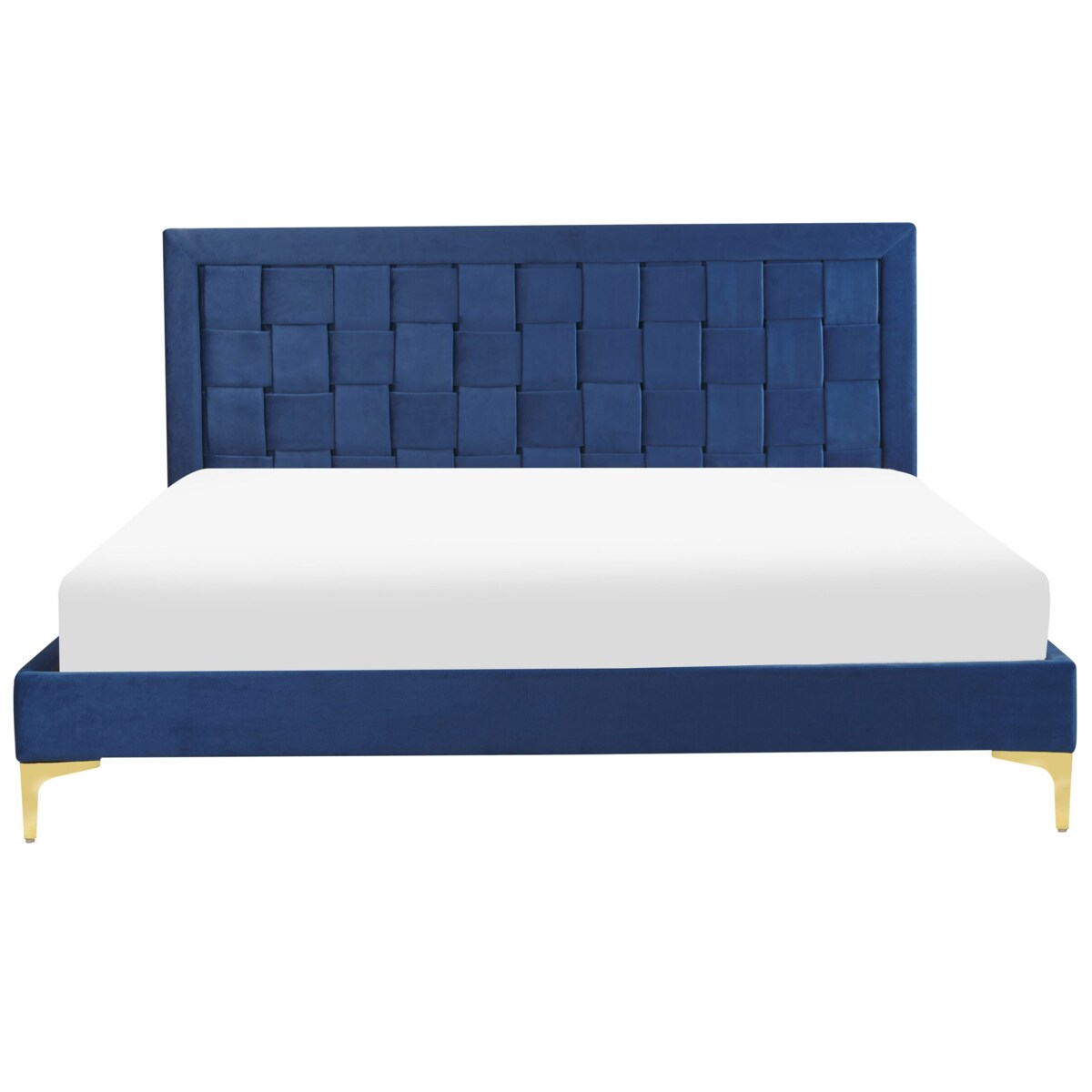 Łóżko welurowe 160 x 200 cm granatowe LIMOUX