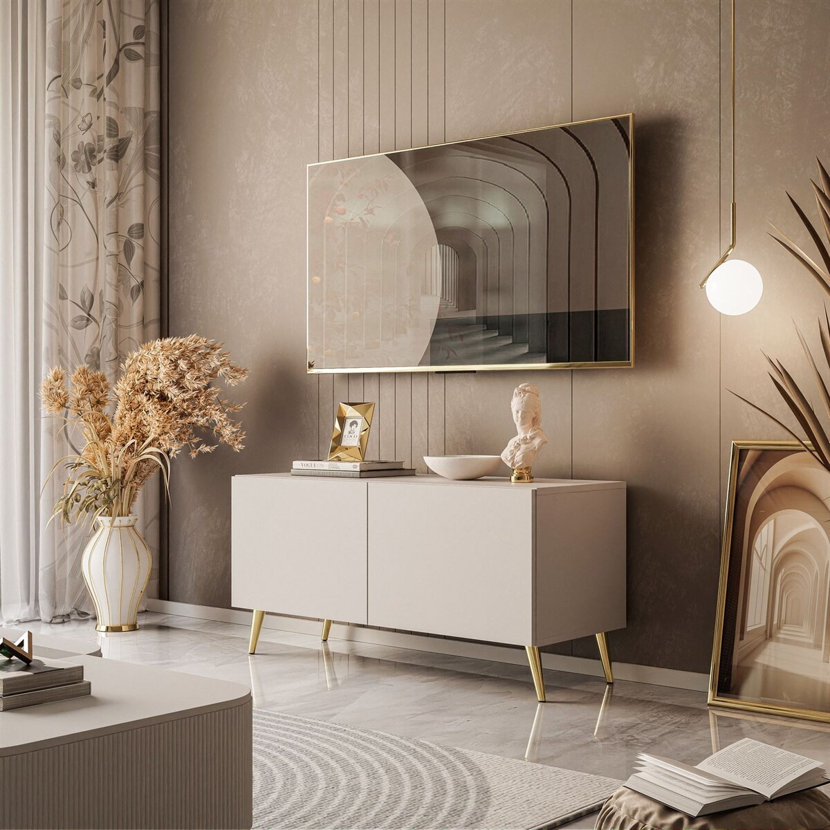 Szafka RTV COLGANTE KASZMIR 100 cm złote nogi