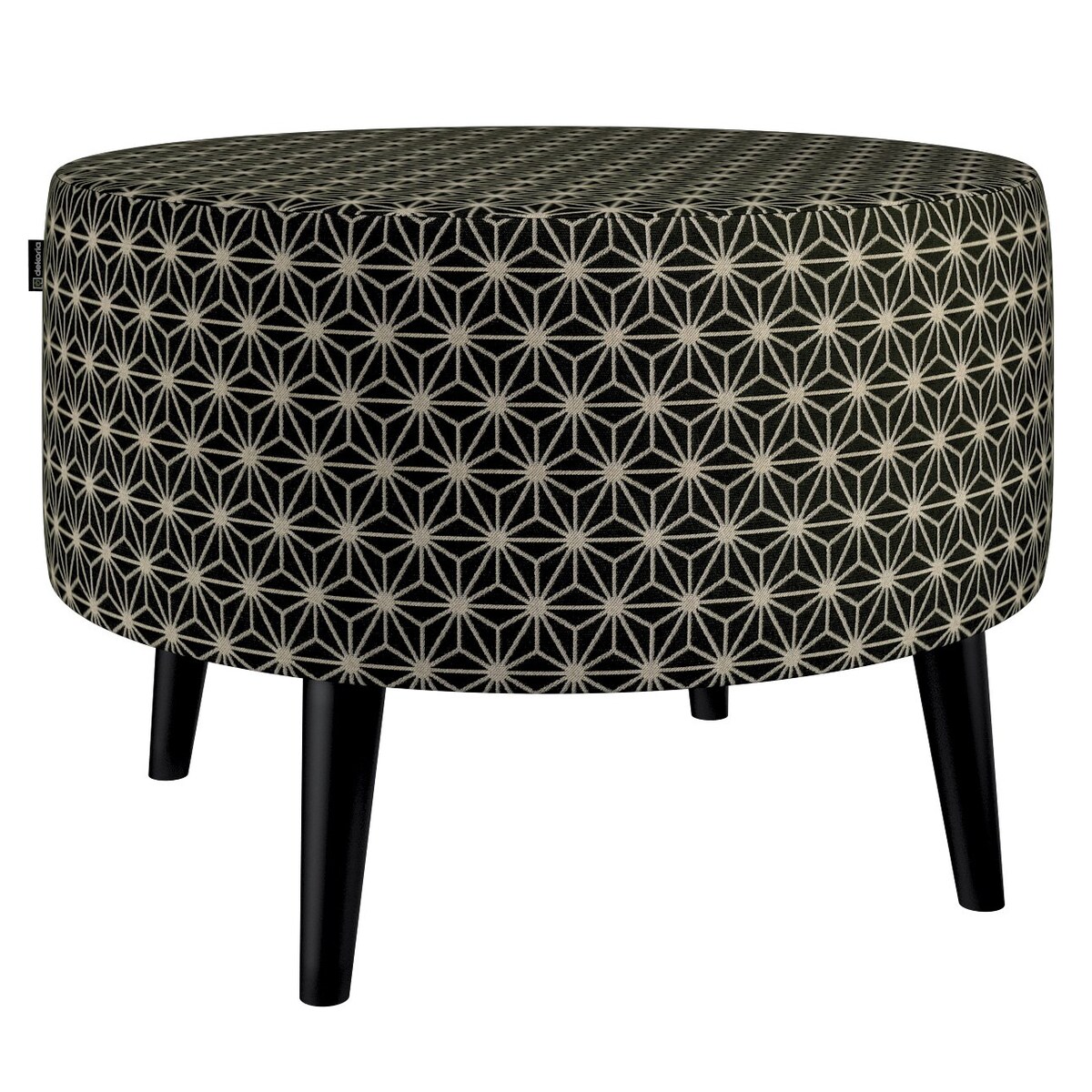 Podnóżek okrągły I, czarno-beżowy wzór ze złotą nitką, Ø60 x 40 cm, do -50%