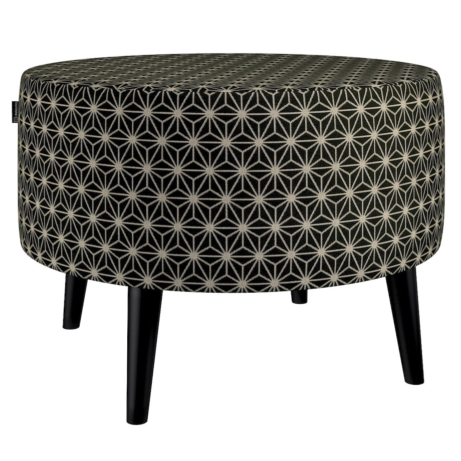 Podnóżek okrągły I, czarno-beżowy wzór ze złotą nitką, Ø60 x 40 cm, do -50%