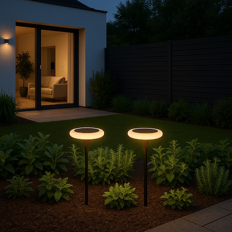 2X Lampa Solarna Led Wbijana Do Ogrodu Dekoracja Ogrodowa Czujnik Zmierzchu