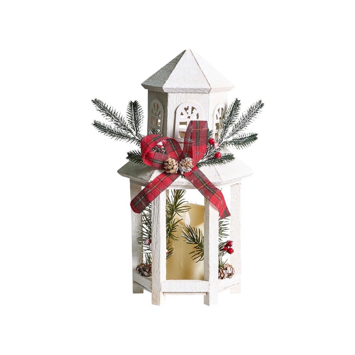 Lampion LED LED SAVIVESI Wzór świąteczny 38 cm Biały