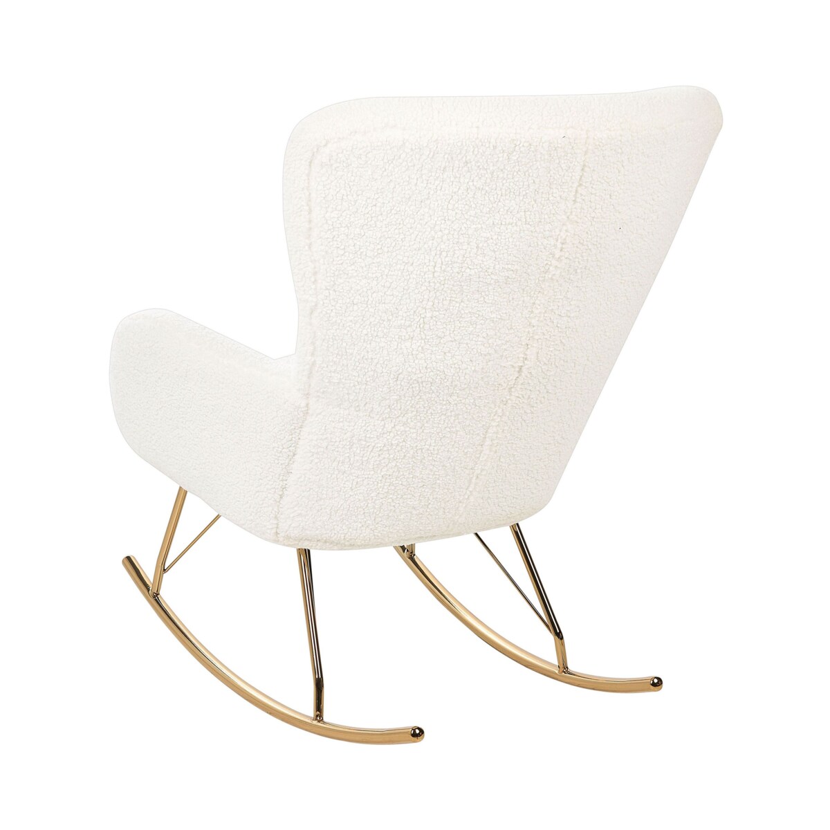 Fotel bujany boucle biały ze złotym ANASET