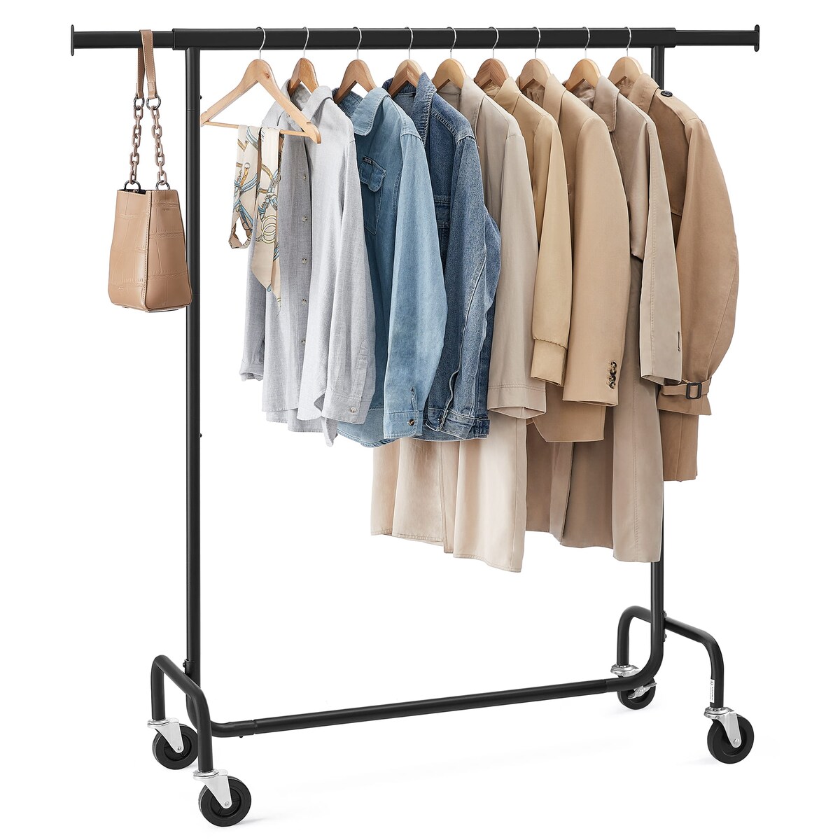 Wieszak Na Ubrania Na Kółkach Do Garderoby Korytarza Czarny